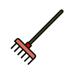 Simple rake illustration on a black background stock image