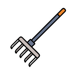 Minimalist gardening rake illustration on a black background