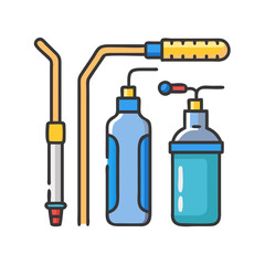 Welding torches and tanks illustration on black background