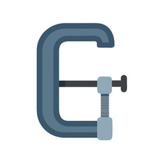 Isolated c-clamp on black background in flat design style