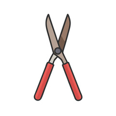 Gardening shears illustration with red handles on black backdrop