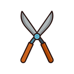 Cartoon garden shears isolated on black backdrop design element