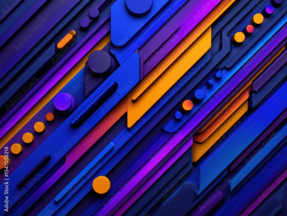 Aufkleber quantum programming inspires this vibrant abstract background with geometric shapes in blue orange a
