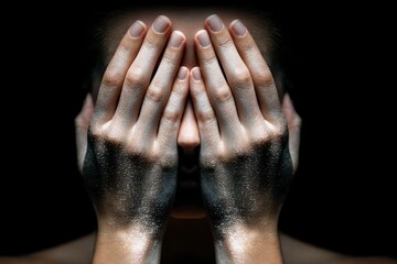 Woman Hiding Face  Hands Covering Eyes  Anxiety  Depression  Stress  Despair