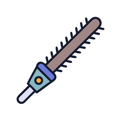 Stylized Illustration of a Saw with Tan Blade on Black