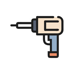 Minimalist style drilling machine illustration on a black background