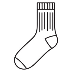 Single Sock Outline Vector Illustration for Laundry and Wardrobe Design
