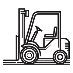 Forklift silhouette vector for industrial construction work design