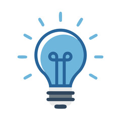 Blue lightbulb shining brightly against a solid black backdrop