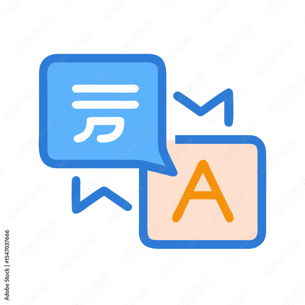 Poster icon translating text from foreign language to english text