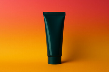 Teal cosmetic tube on vibrant gradient background for skincare and beauty product branding design mockup high quality packaging template for advertising presentation unique design Pro.