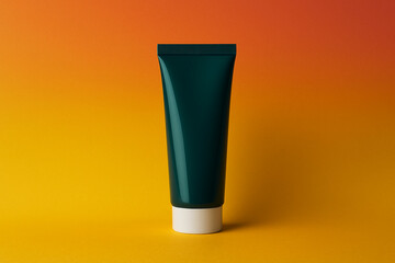 Teal cosmetic tube on vibrant gradient background for skincare and beauty product branding design mockup high quality packaging template for advertising presentation unique design Pro.