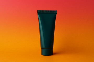 Teal cosmetic tube on vibrant gradient background for skincare and beauty product branding design mockup high quality packaging template for advertising presentation unique design Pro.
