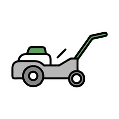 Lawn mower icon isolated on black background graphic design