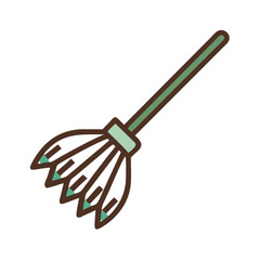 Minimalist illustration of a rake on a black background