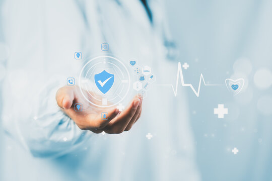 Doctor provides online health services including insurance, screening plans, consultation, AI medical tech, and cost-effective health management through digital medical business platforms.