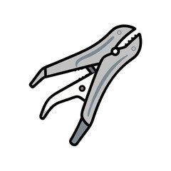 Vector illustration of locking pliers on black background