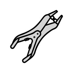 Isolated gray clamp tool on a simple black background