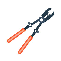 Vector illustration of bolt cutters tool on black background