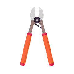 Flat illustration of garden pruners against a black background