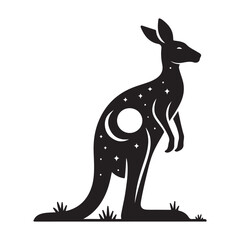 Celestial Kangaroo Silhouette Artwork Design for Mystical Themes