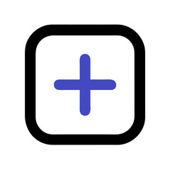 Obraz premium Minimalist plus symbol graphic in blue on black background