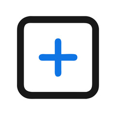 Obraz premium Blue plus sign icon with rounded corners in square