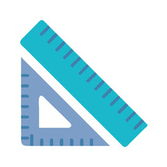 Flat vector illustration of teal and blue triangle rulers
