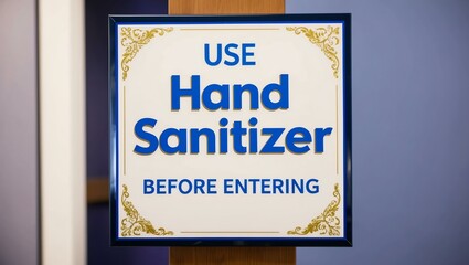 Obraz premium Phrase Use Hand Sanitizer Before Entering is displayed on an attractive signage board with clear text and beautiful background designs