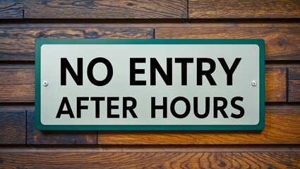 Obraz premium Phrase No Entry After Hours is displayed on an attractive signage board with clear text and beautiful background designs