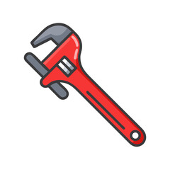 Red and gray adjustable wrench isolated on black background