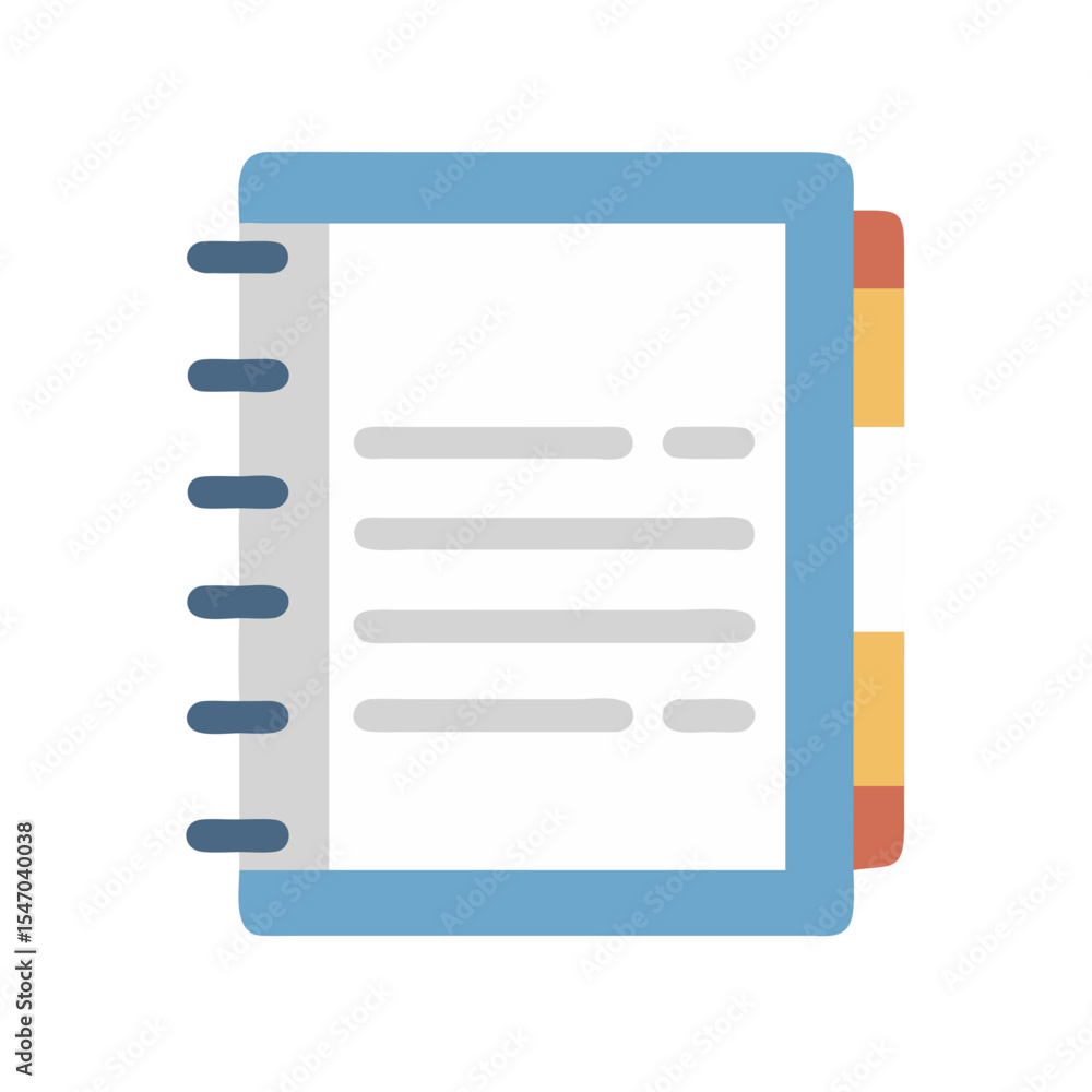 Poster blue notebook vector image with dividers on black background