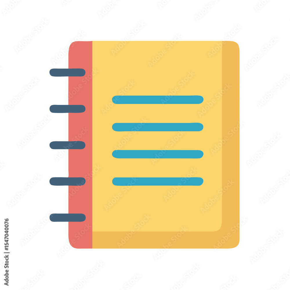 Poster Notebook icon with light yellow paper and binding detail