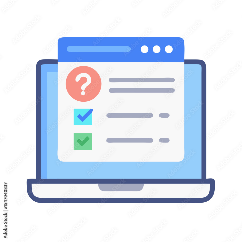 Poster laptop displaying a form with questions and completed tasks