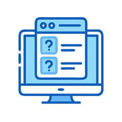 Computer screen displays a form with questions illustration