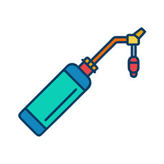 Illustration of a soldering iron with handle on black