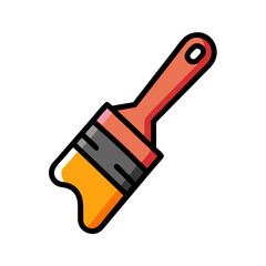 Iconic cartoon paint brush on contrasting black background illustration