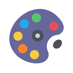 Flat design artist palette with various colors illustration