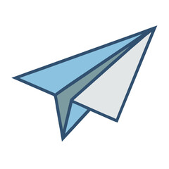 Flat Design Paper Airplane Isolated on Black Background Illustration