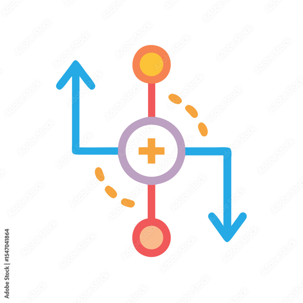 Poster flowchart diagram with branching arrows showing options and additions