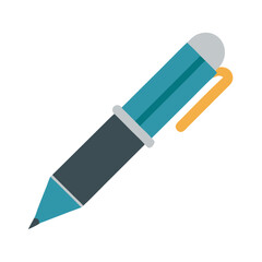 Stylized teal pen illustration on dark background for education