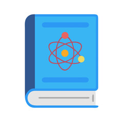 Science book illustration with atomic model on the cover