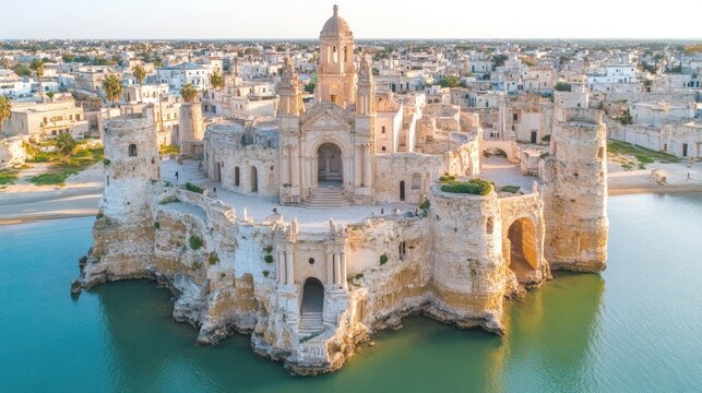 Aerial view of the ruins of Monteroni in Puglia, Italy - Powered by Adobe