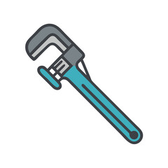Isolated blue pipe wrench on black background simple design