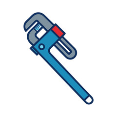 Isolated blue monkey wrench tool graphic on black background