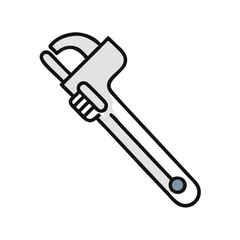 Stylized adjustable wrench illustration against a solid black backdrop