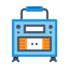 Modern blue machine with handle isolated on black background