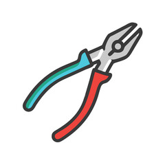 Colorful pliers icon vector illustration isolated on black background
