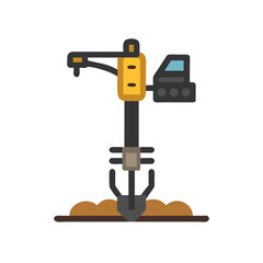 Fototapeta premium Flat illustration of a construction drill digging in the soil