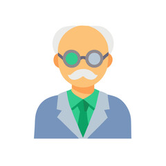 Illustration of an old scientist or professor with glasses
